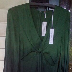 Young, Fabulous & Broke Deep Ombre Jade Green Silk Maxi Dress M NWT